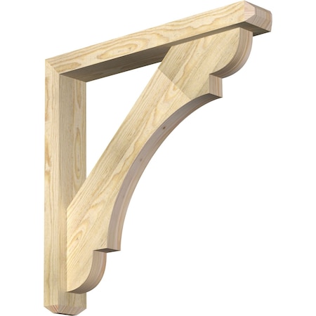 Ekena Millwork Olympic Craftsman Rough Sawn Bracket w/ Offset Brace, Douglas Fir, 4"W x 26"D x 26"H BKT0402X26X26OLY04RDF